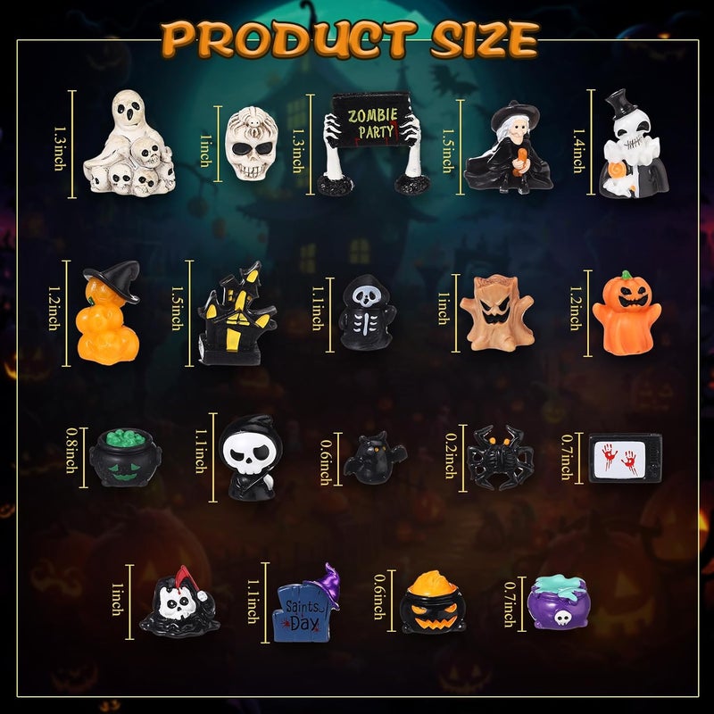 Sonwyoung 58 Pcs Halloween Mini Figurines Set, Plastic Mini Resin Halloween Miniature Landscape Ornaments Decorations for Dollhouse Accessories Garden Village Collections(Pumpkin) - Image 3